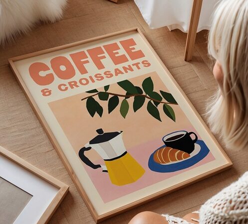 Bring Café Charm Into Your Kitchen with the Coffee & Croissants Print
