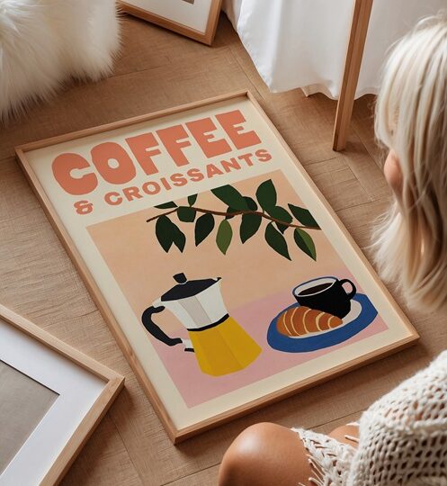 Bring Café Charm Into Your Kitchen with the Coffee & Croissants Print