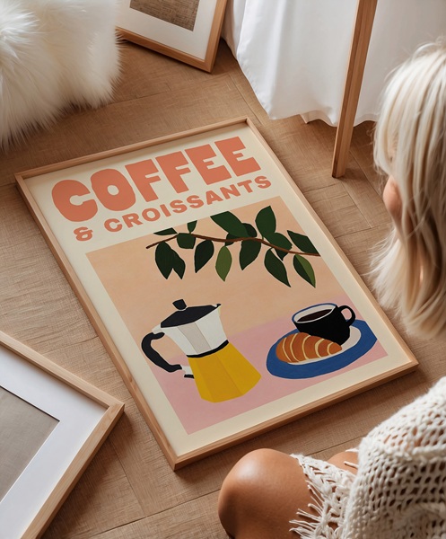 Bring Café Charm Into Your Kitchen with the Coffee & Croissants Print